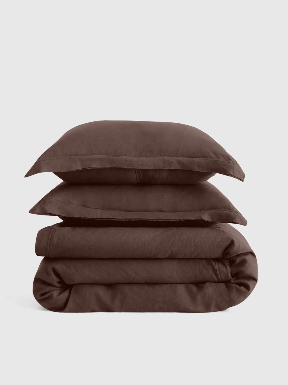 NEW Quince QUEEN European Linen Double Flange Duvet Cover Set espresso $194